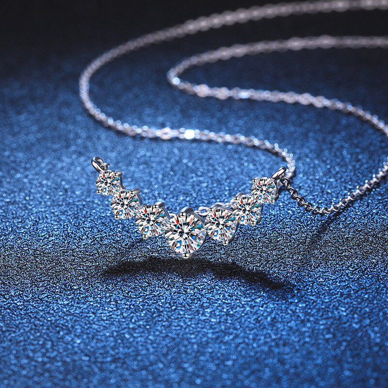 1.7-5 CT Moissanite Necklace for Women 925 Silver Wedding Engagement Necklace