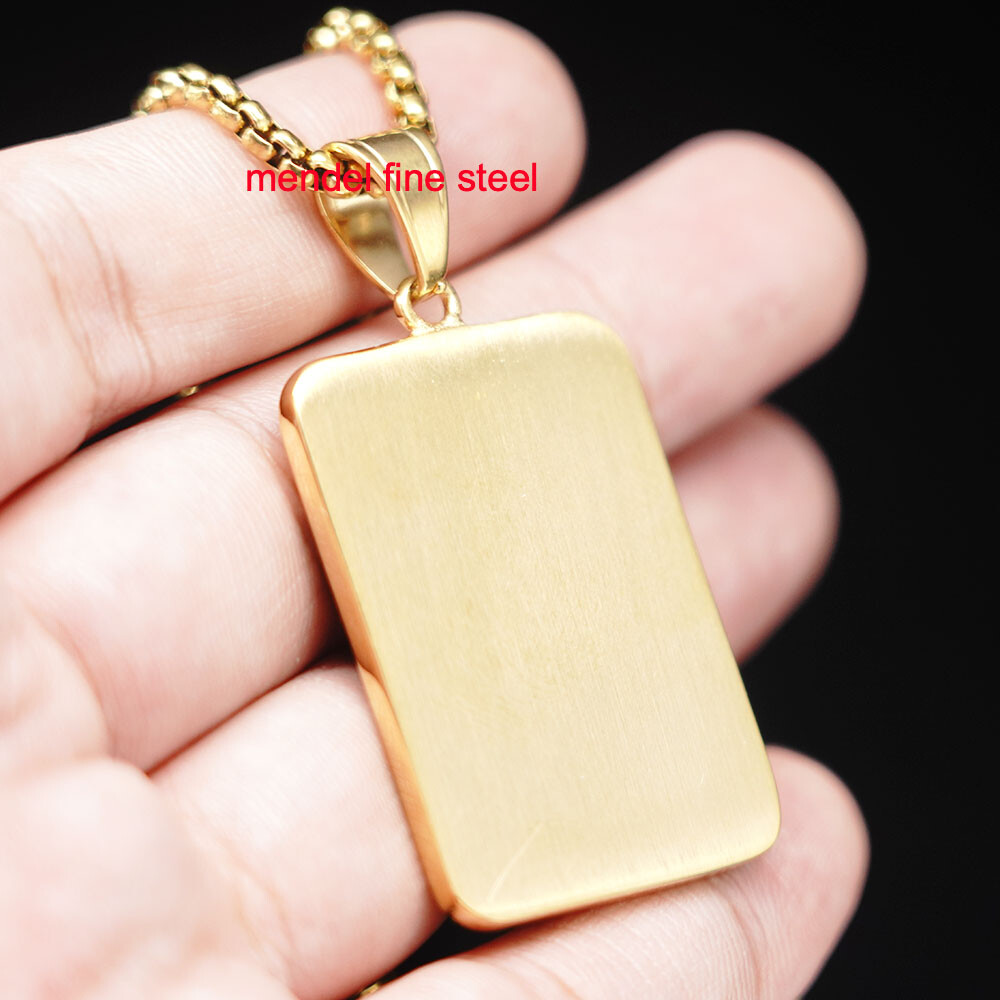MENDEL Mens Gold Plated Hip Hop Dog Tag Bling Money Dollar Sign Pendant Necklace