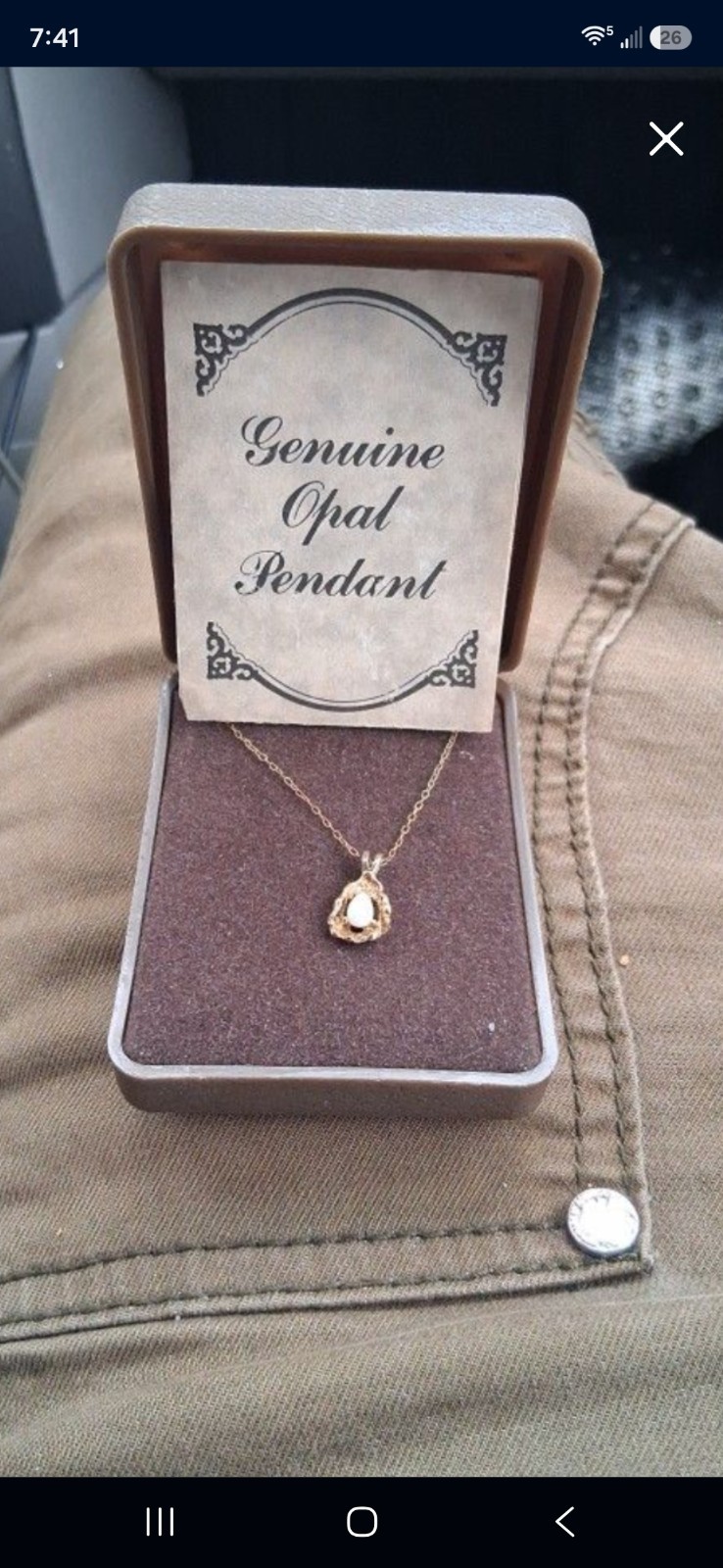 Teardrop Opal Charm Pendant Necklace Gold Color Chain, 1 White/Colorless Stone