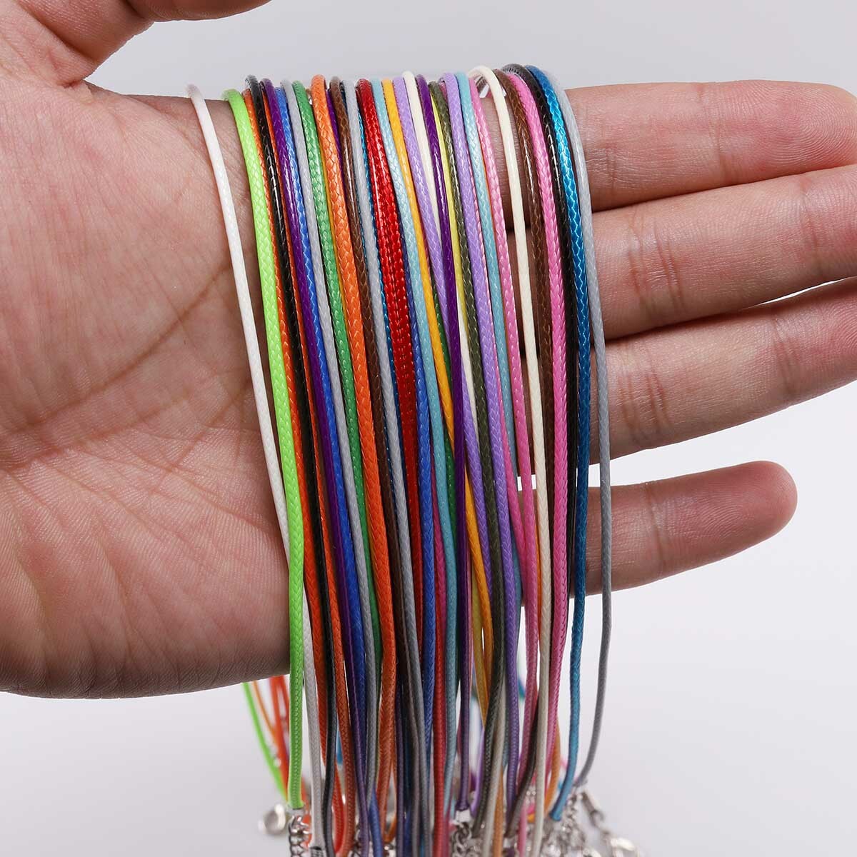 10pcs/lot 1.5mm/2mm Waxed Cotton Cord Necklace with Lobster Clasp 45cm+5cm