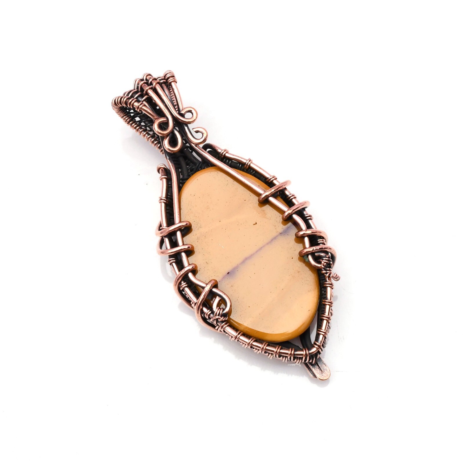 Mookaite Jasper Pendant Copper Wire Wrapped Handmade Jewelry Pendant 2.15″