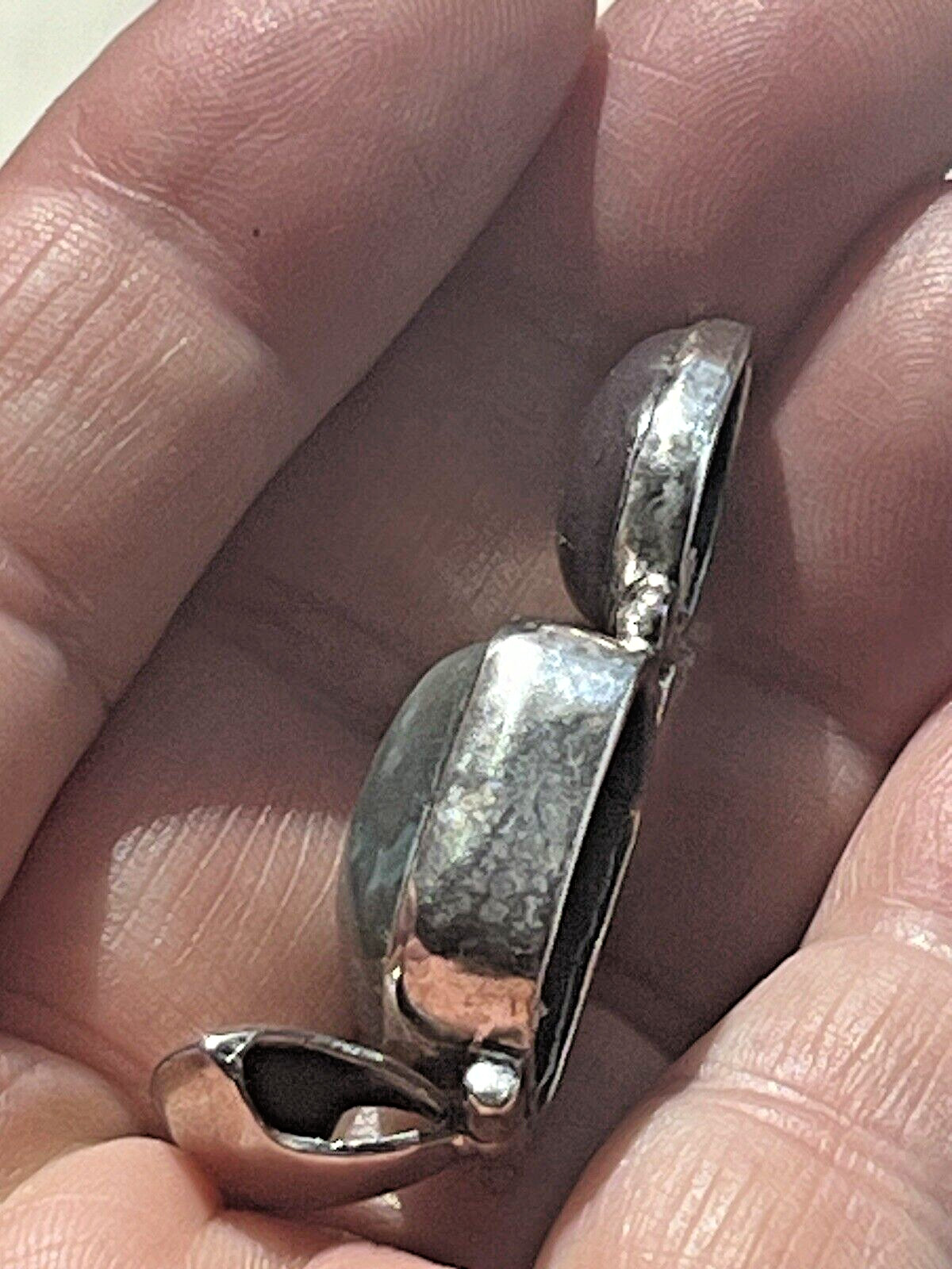 vtg Sterling Silver 21mm x 19mm Solid Framed Red Jasper Slider 925 Pendant 13g