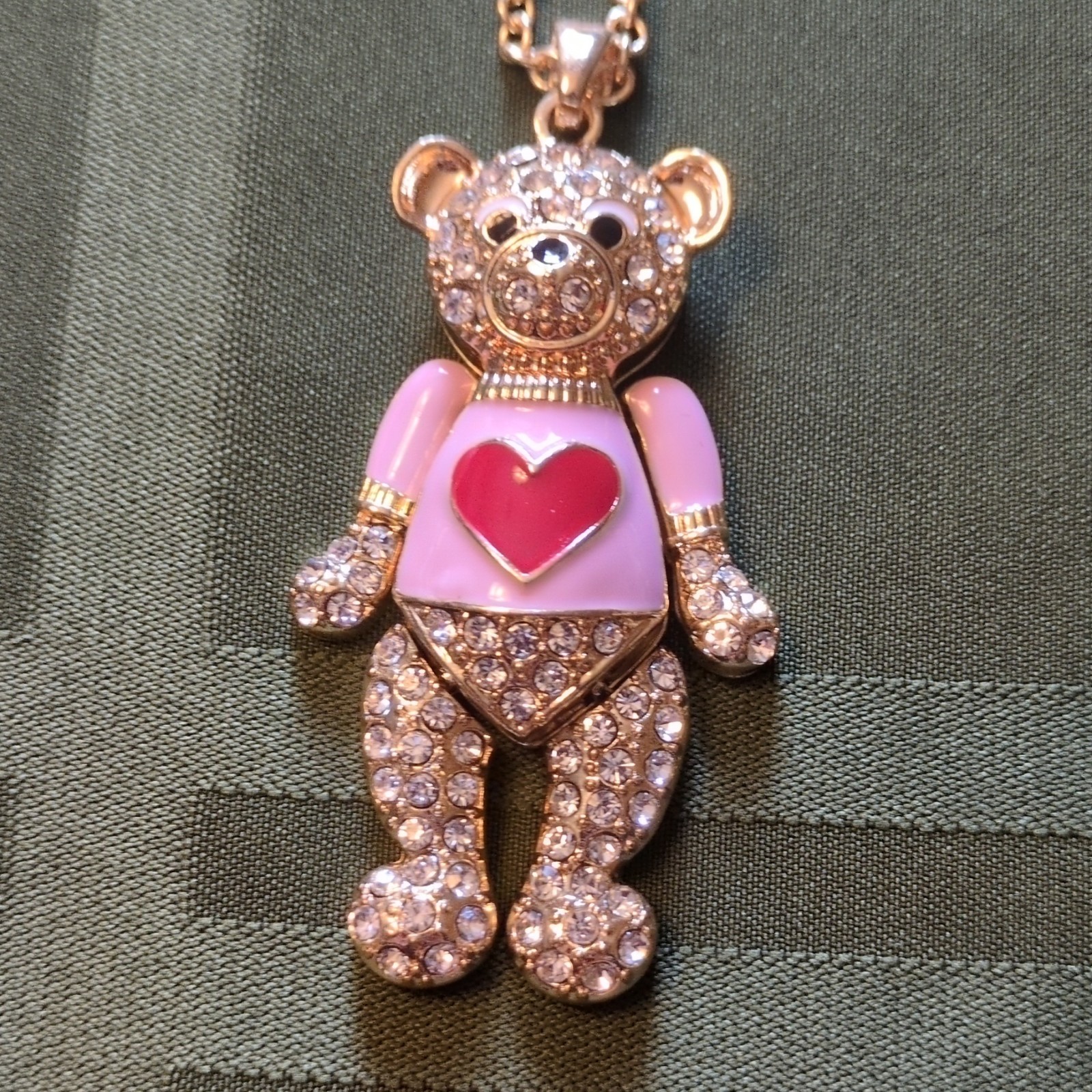 Assorted Movable Rhinestone Teddy Bear Pendants, 4pcs