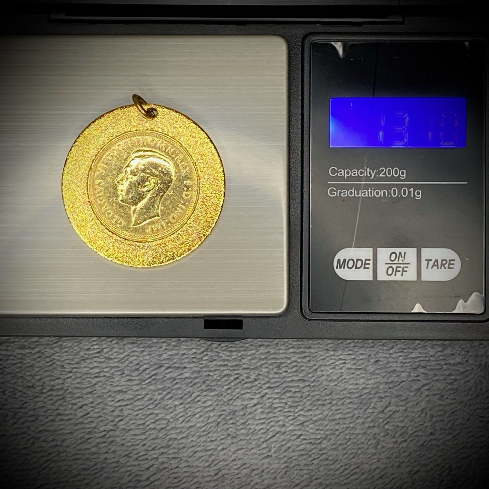 British Half Penny Coin – 1943 – George VI – Gold-Plated Pendant