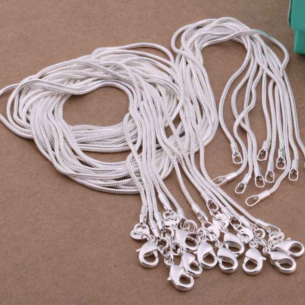 10PCS Wholesale 925 Sterling Solid Silver 1MM Snake Chain Necklace XXDC08