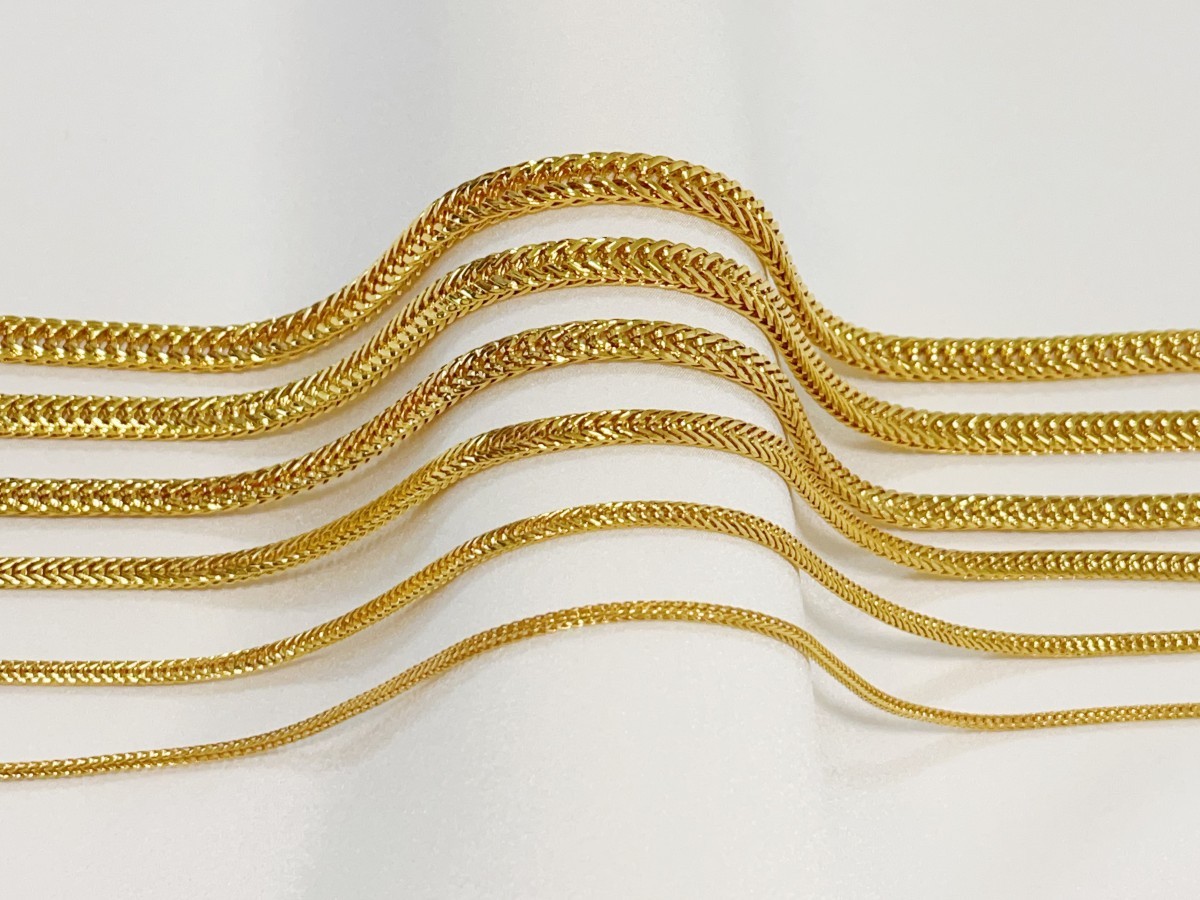 18K Yellow Gold 2mm-7mm Franco Square Box Chain Necklace Men Womens 18″- 28″