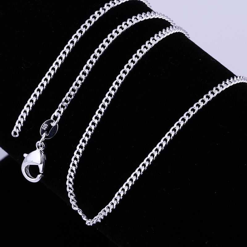 Wholesale 10pcs 925 Sterling Solid Silver Plated 2mm Curb Chain Necklace 16″-30″
