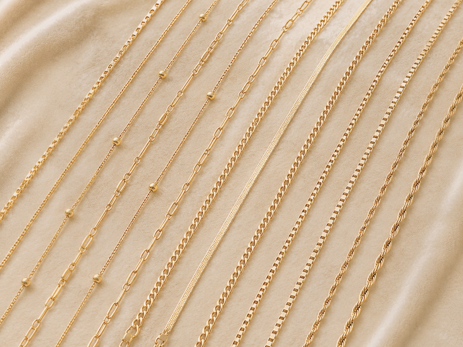 18K Gold Plated Stainless Steel Chain Necklace Cuban Rope Snake Cable Unisex