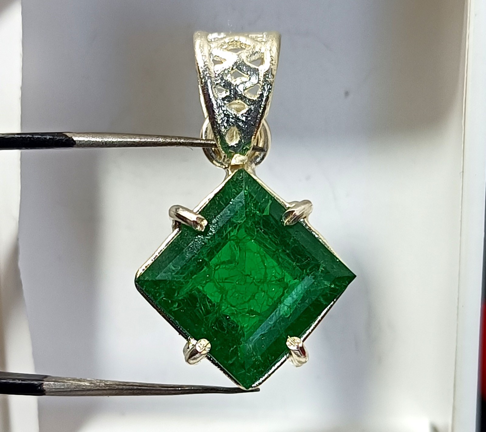 Certified 30.90 Ct Natural Emerald 925 Solid Silver Fancy Cut Pendant Gemstone