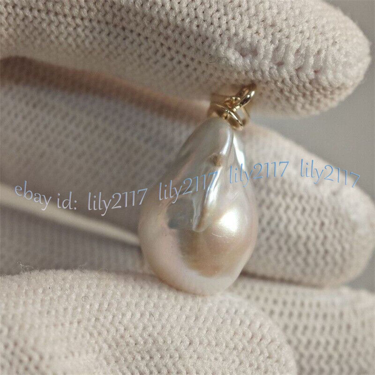 Huge 16-25mm Natural White South Sea Baroque Keshi Pearl Pendant 14K Yellow Gold