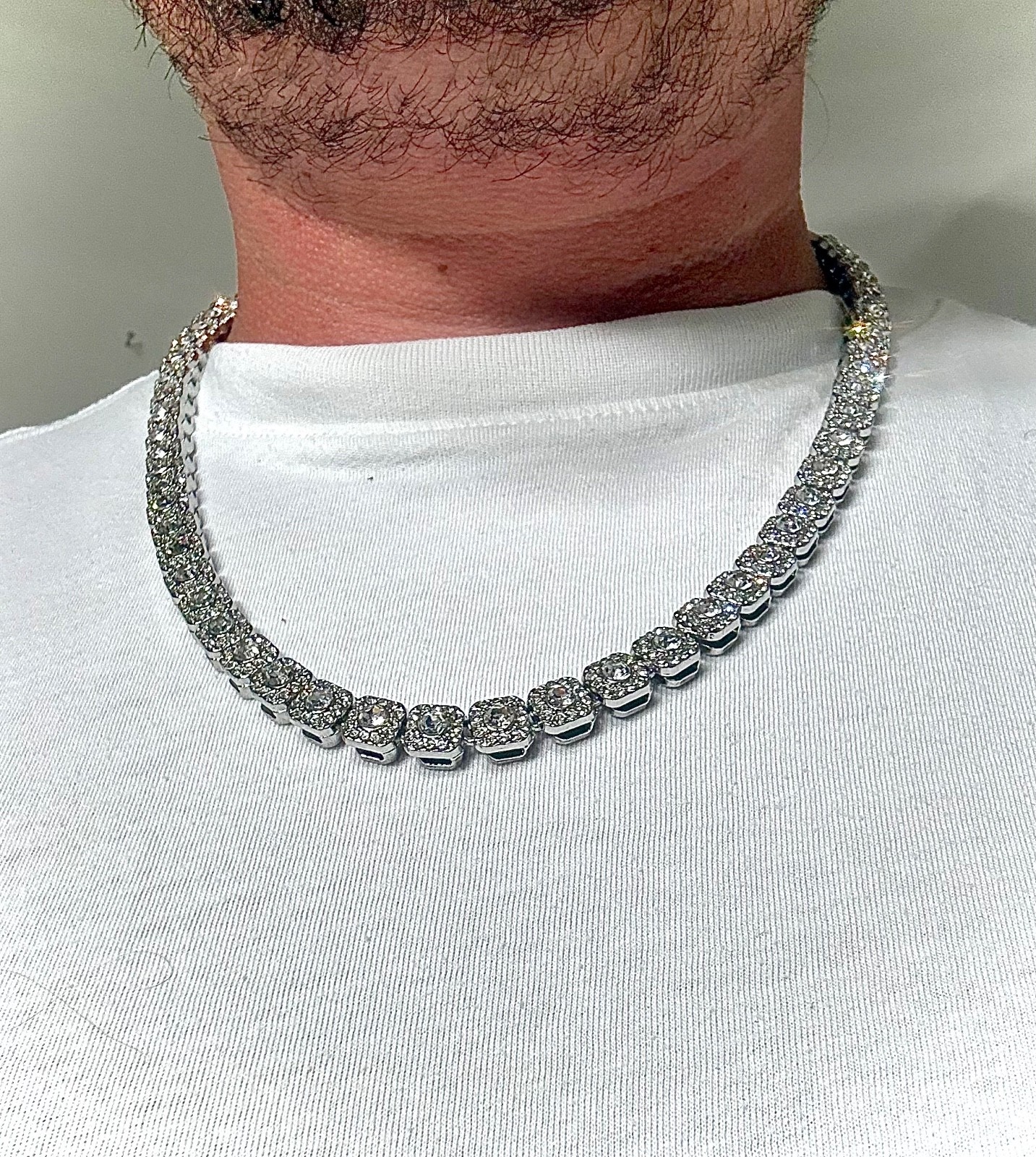 tennis chain necklace iced out vvscz over stainless 22inch 8mm box lock