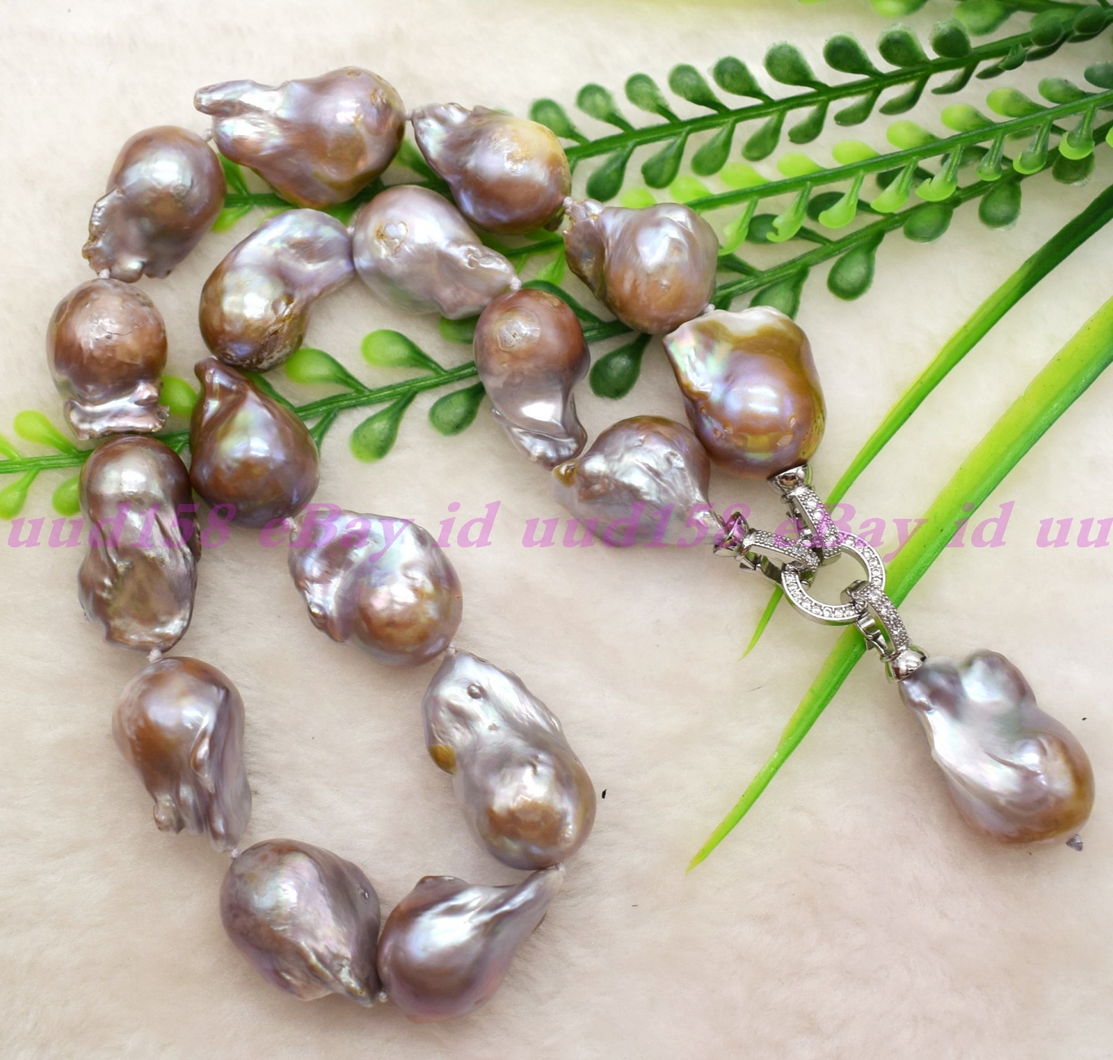 NEW HUGE NATURAL AAA++ SOUTH SEA PURPLE BAROQUE PEARL NECKLACE 18″