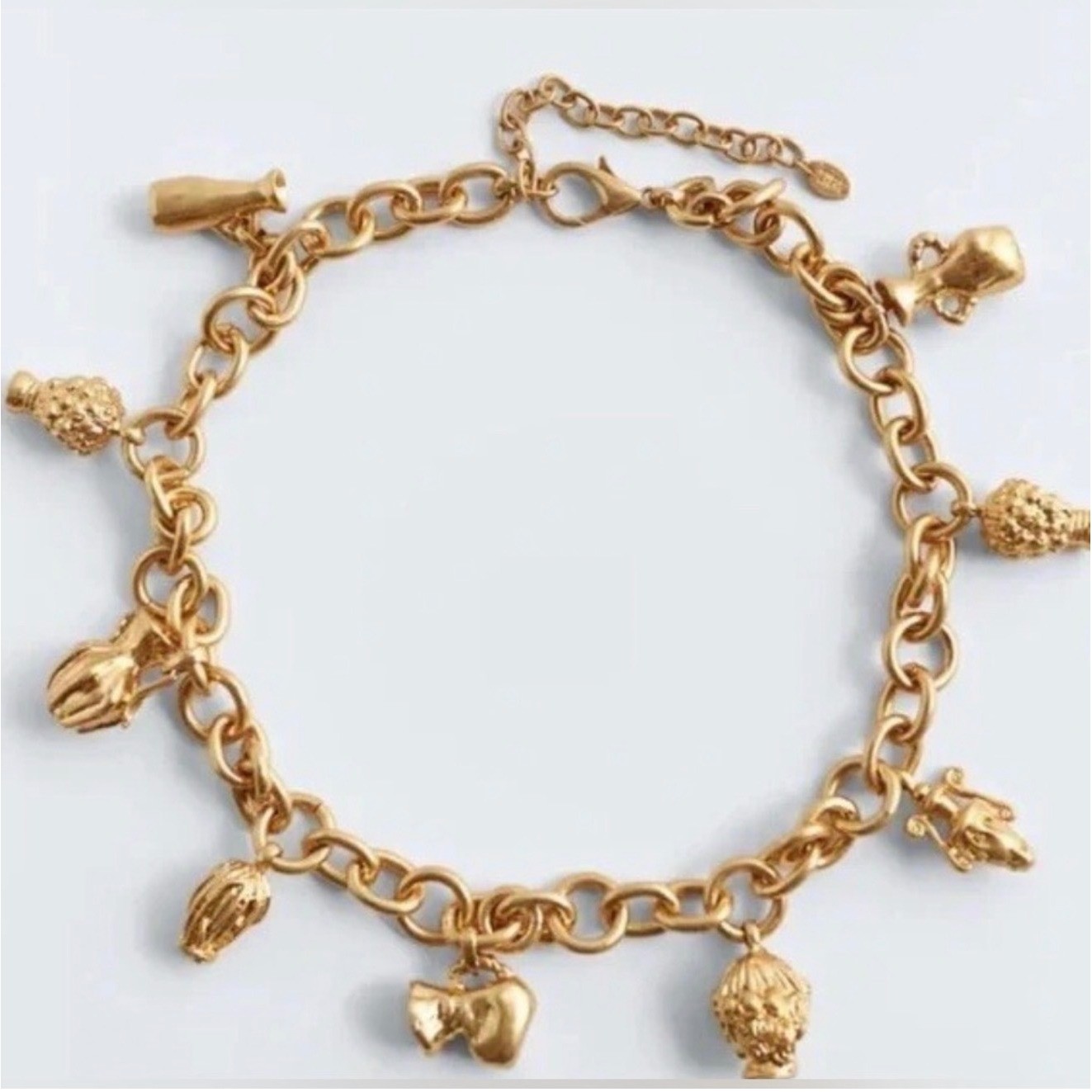 Zara Charm Necklace Womens Gold Greco Roman Bust Vase Chunky Chain Dark Academia