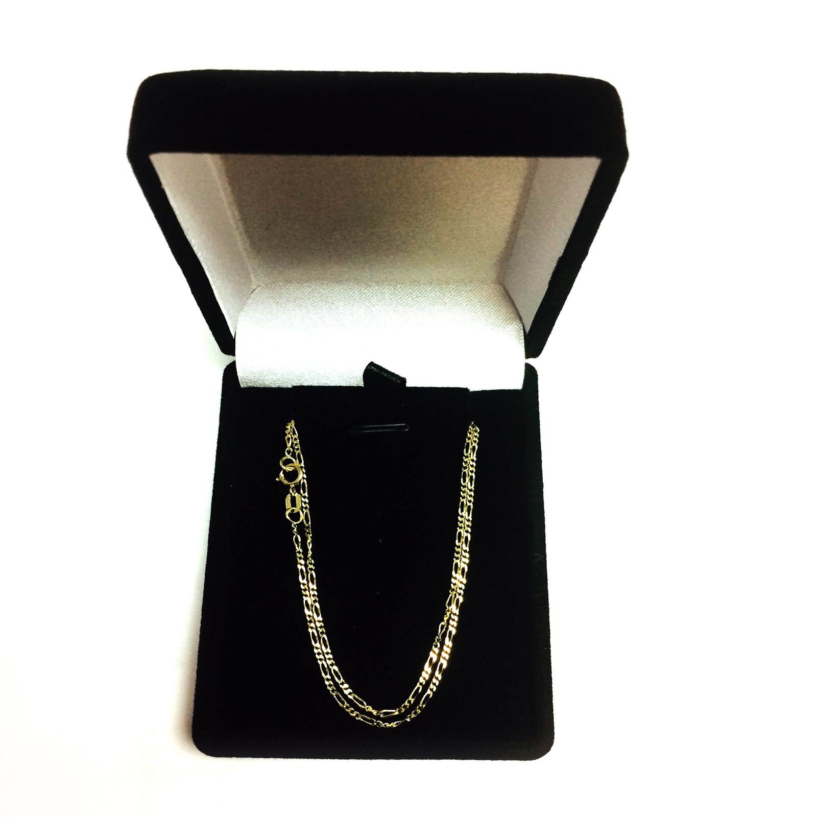 14k Yellow Real Solid Gold Figaro Chain Necklace, 1.3mm, 16″