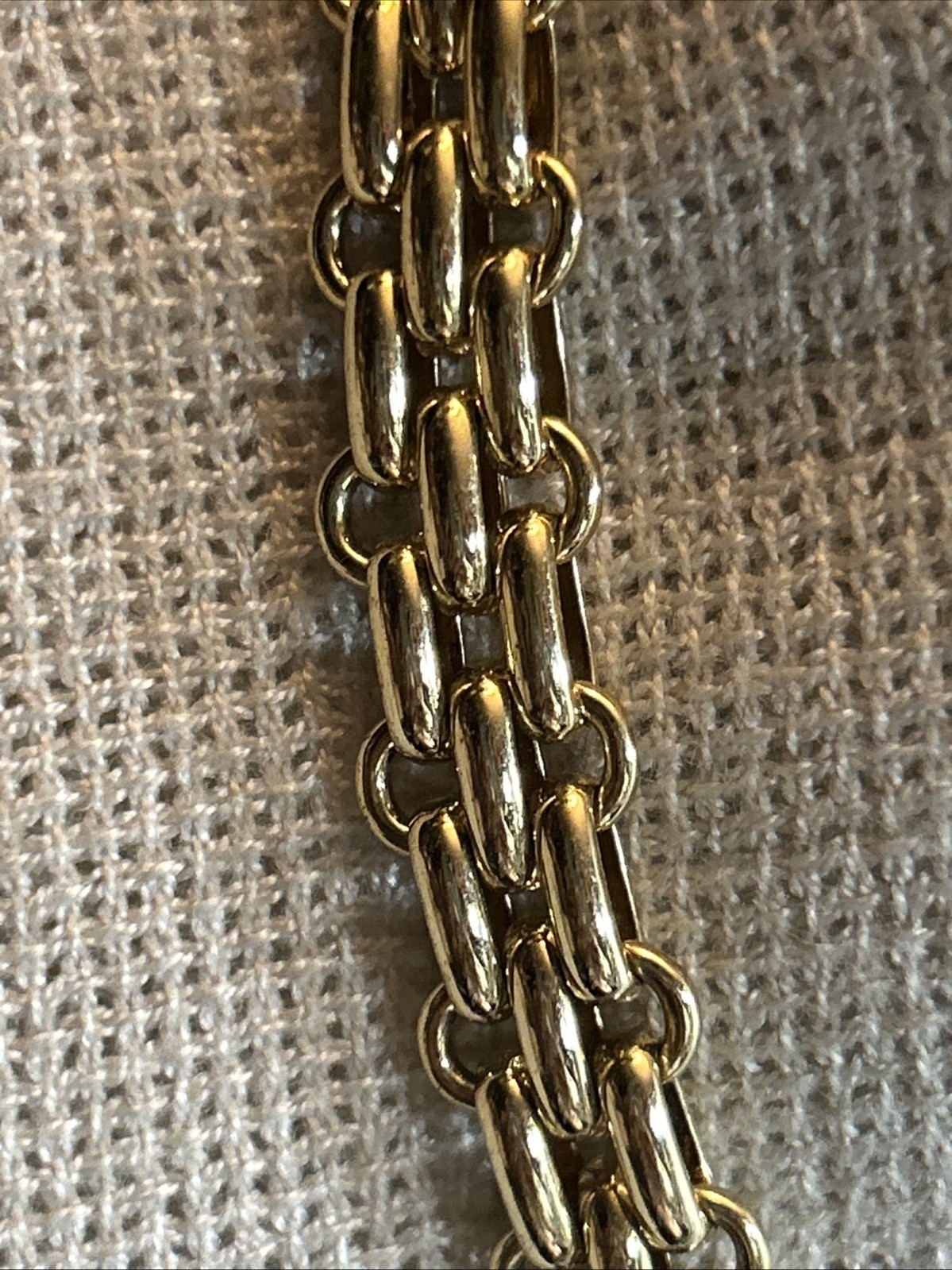 46. Gold tone Faux Roman Coin Basket Braided Chain link Collar Necklace 16 1/2″