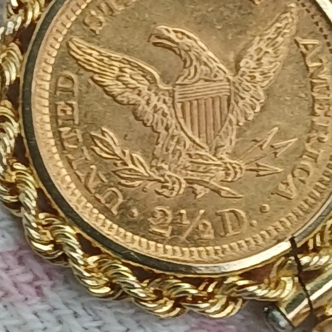 10K Yellow Gold Neckless & 99.9 Gold 1889 Liberty Head $2.50 Eagle Coin Pendant,