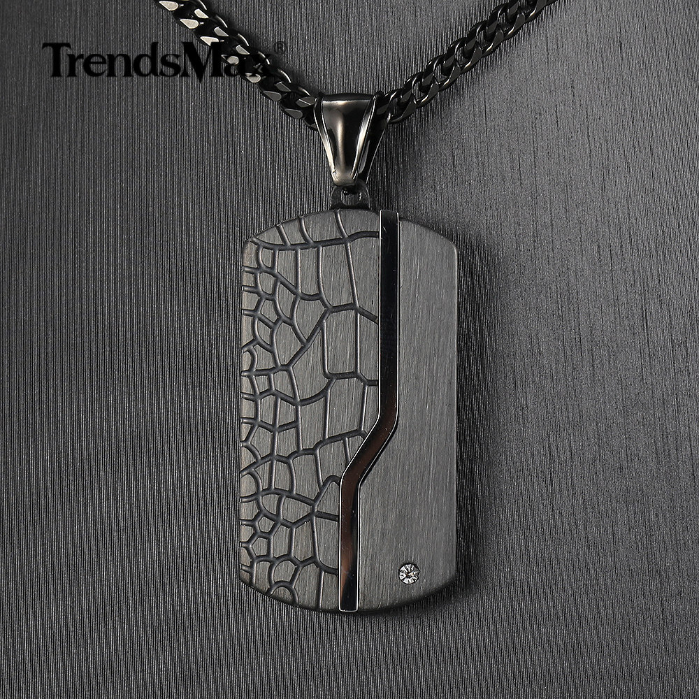 Black Stainless Steel Dog Tag Pendant Necklace Men’s Chain Gift 18/20/22/24 inch