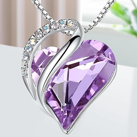 Infinity Love Birthstone Heart Pendant 18″ Gift Necklaces for Women