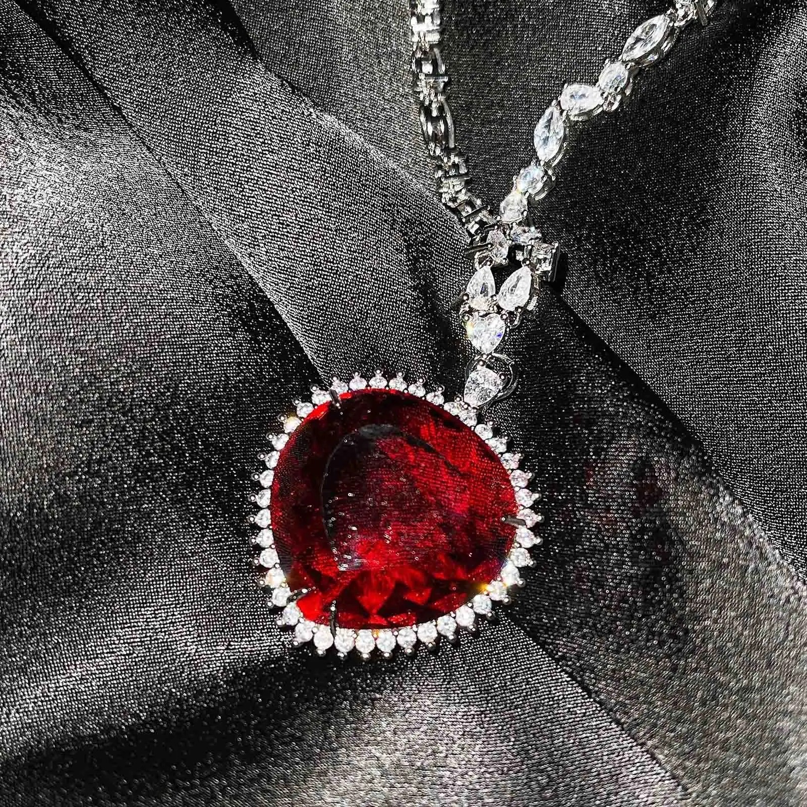 Blue Red TITANIC Heart of the Ocean Necklaces for Women Romantic Crystal
