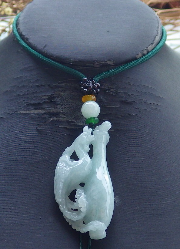 Certified Green Burma Natural A Jade jadeite Pendant Phoenix Vase 凤凰 569813 AS