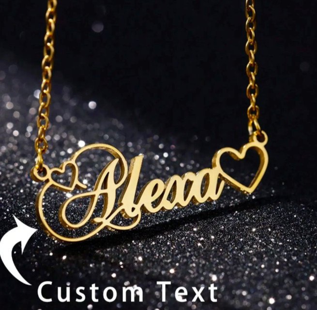 Personalized Heart Name Necklace Gold Silver Jewelry Stainless Steel Anniversary