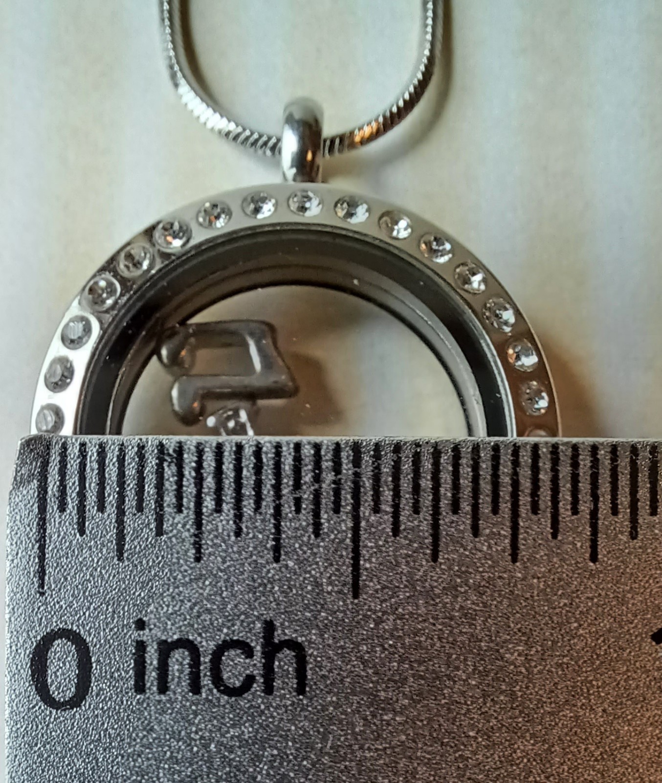 Origami Owl Living Locket Medium Hinged Silvertone Crystals + 3 Charms and Chain