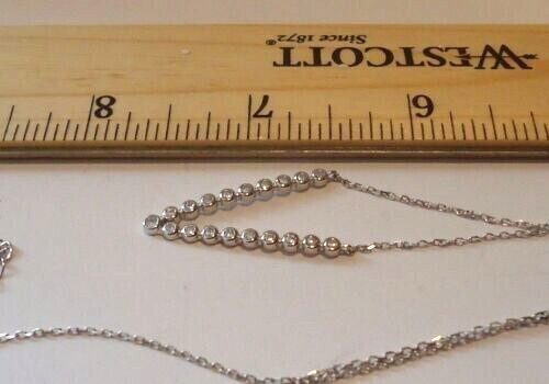 Bubble V- Shape necklace with Lab Created Diamonds 925 Sterling Silver