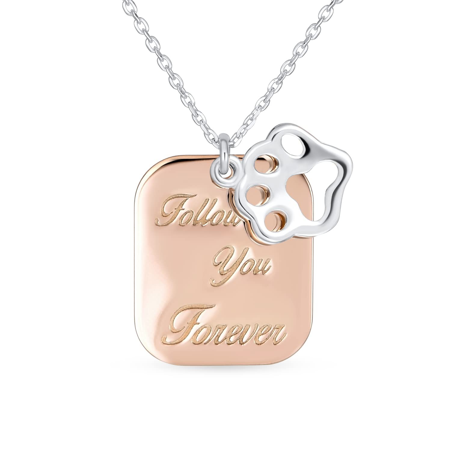 Bling Jewelry Personalized Two Tone Animal Pet Dog Cat Puppy Kitten Follow Yo…