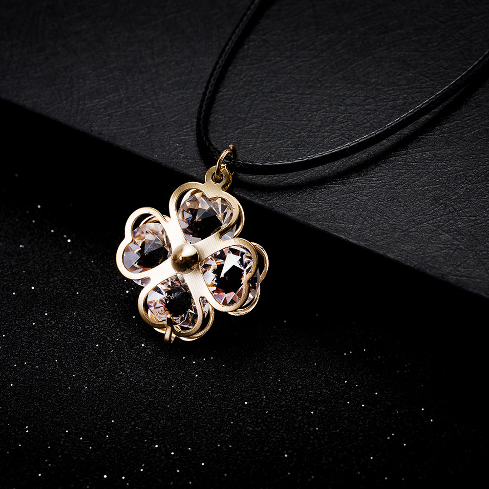 Elegant 18k Yellow Gold Plated Glass Flora Penant Woman Gift Necklace N-A558