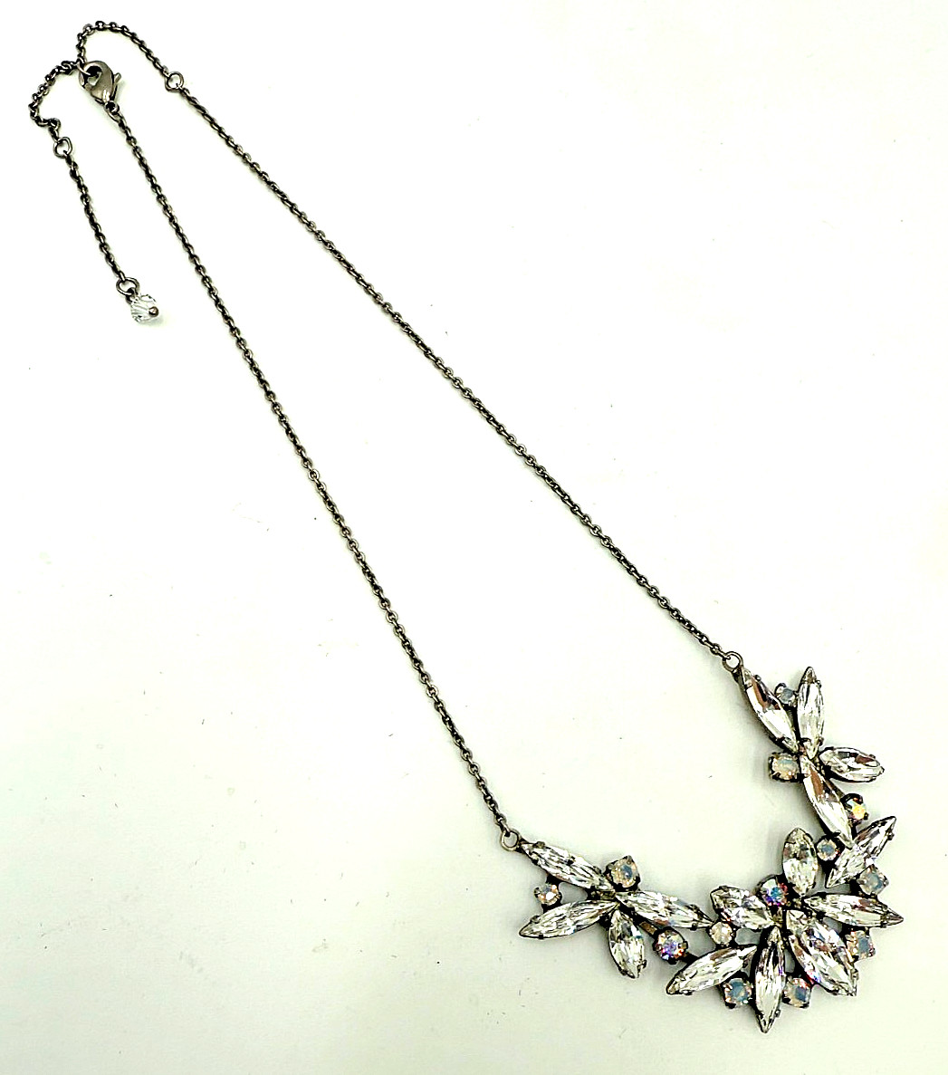 SORRELLI Clear AB Rhinestone Marquise Cluster Bib Necklace