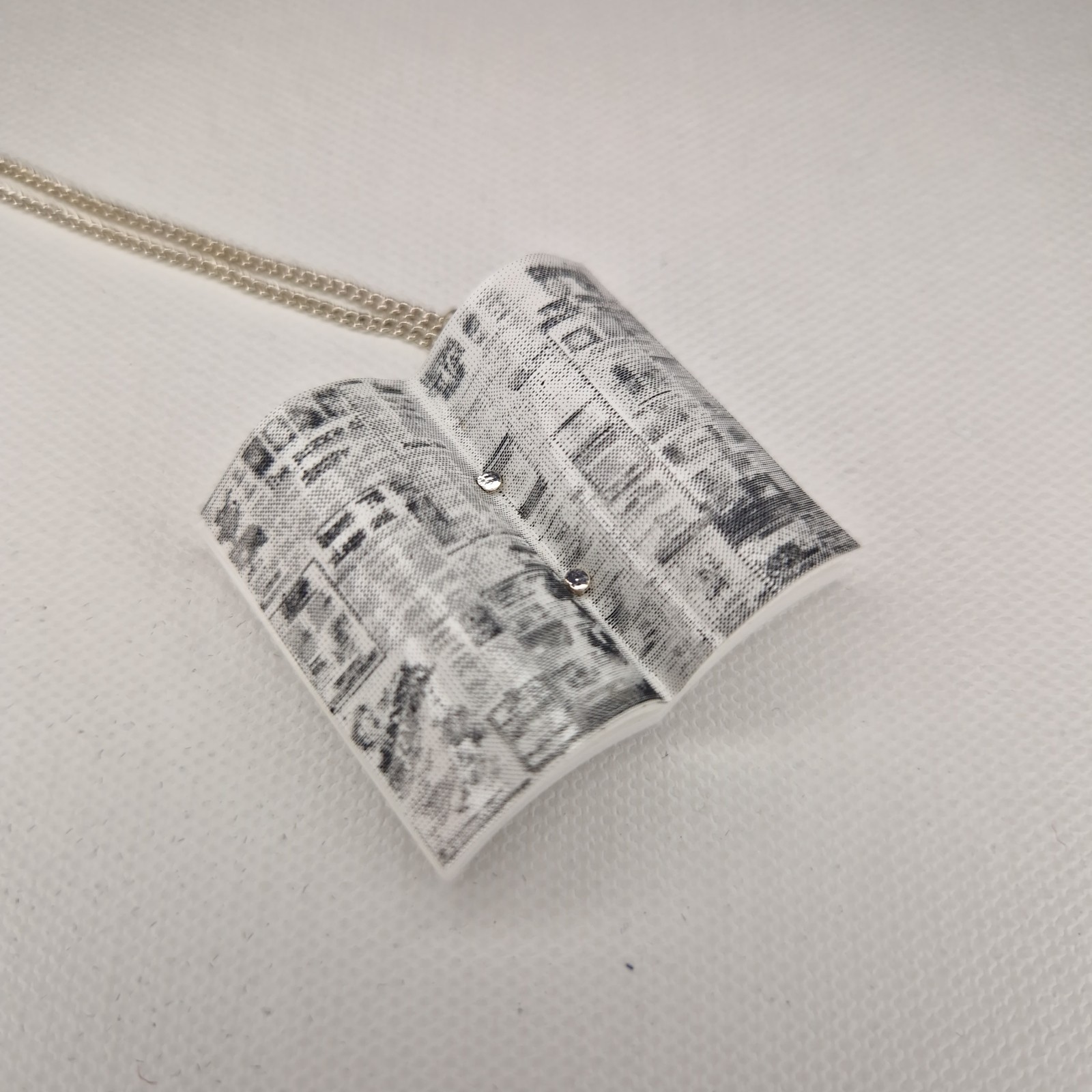 Tatty Devine Open Book Pendant Necklace Acrylic White Metal 60cm Long