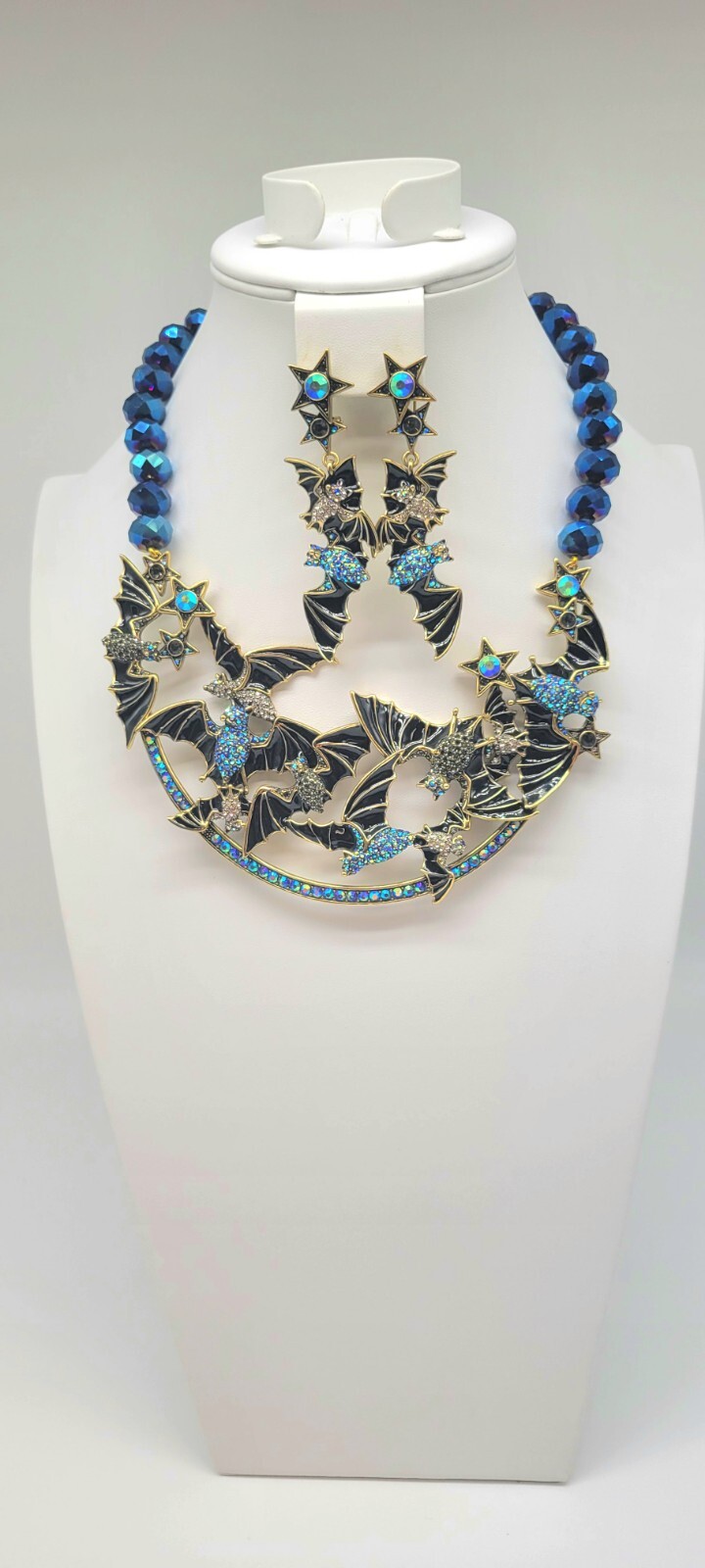 Heidi Daus Spooky Soiree Aurora Borealis Crystal and Enamel Bat Jewelry Set
