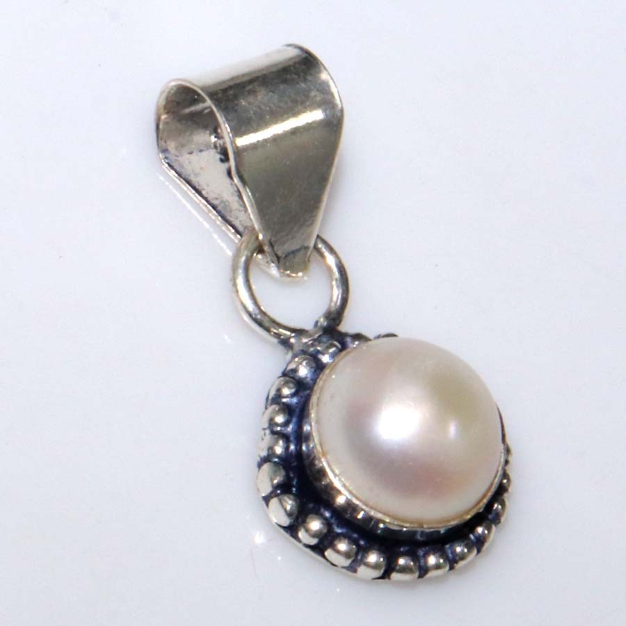 925 Silver Plated Pearl Jewellery Pendant Handmade Gemstone Size 1.3″