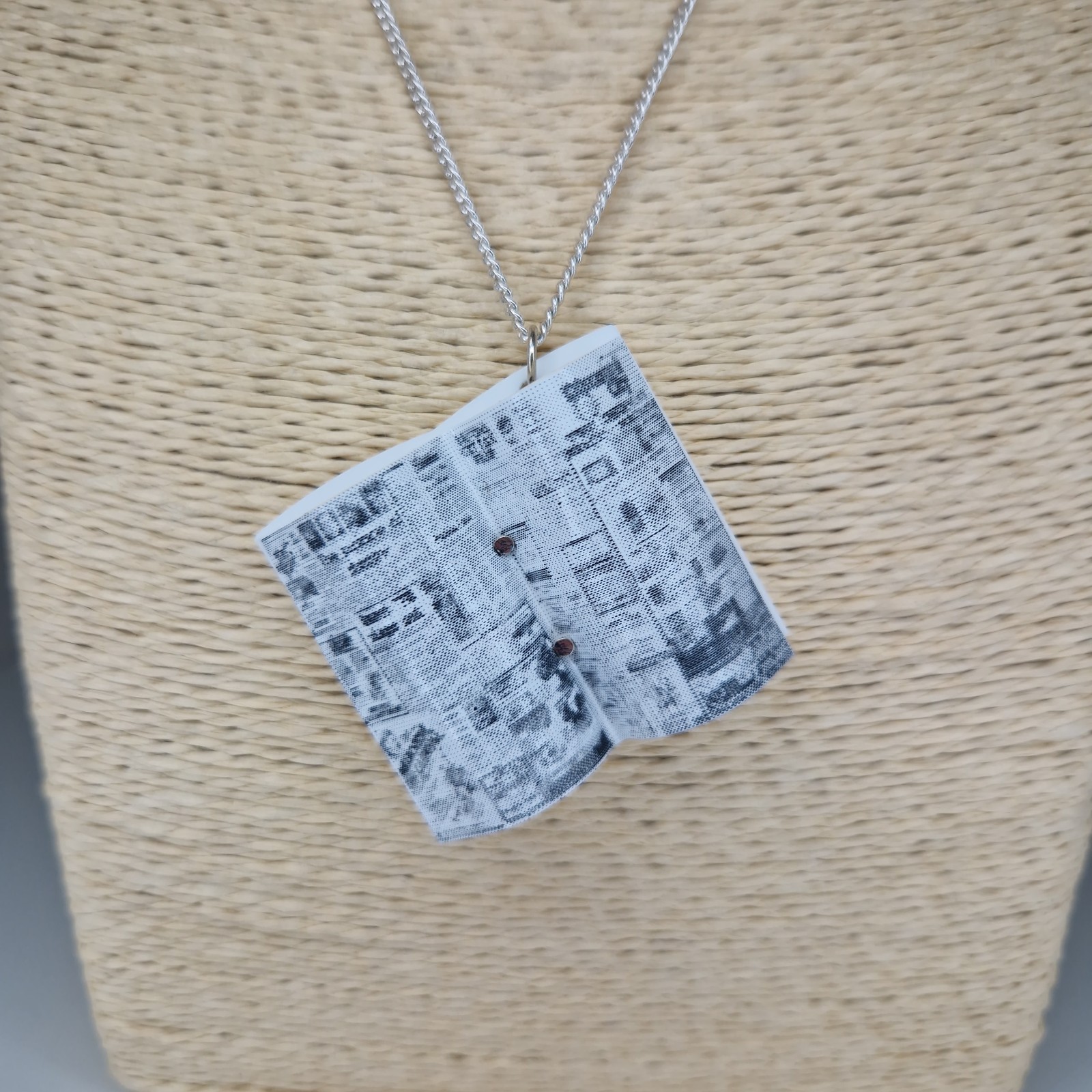 Tatty Devine Open Book Pendant Necklace Acrylic White Metal 60cm Long