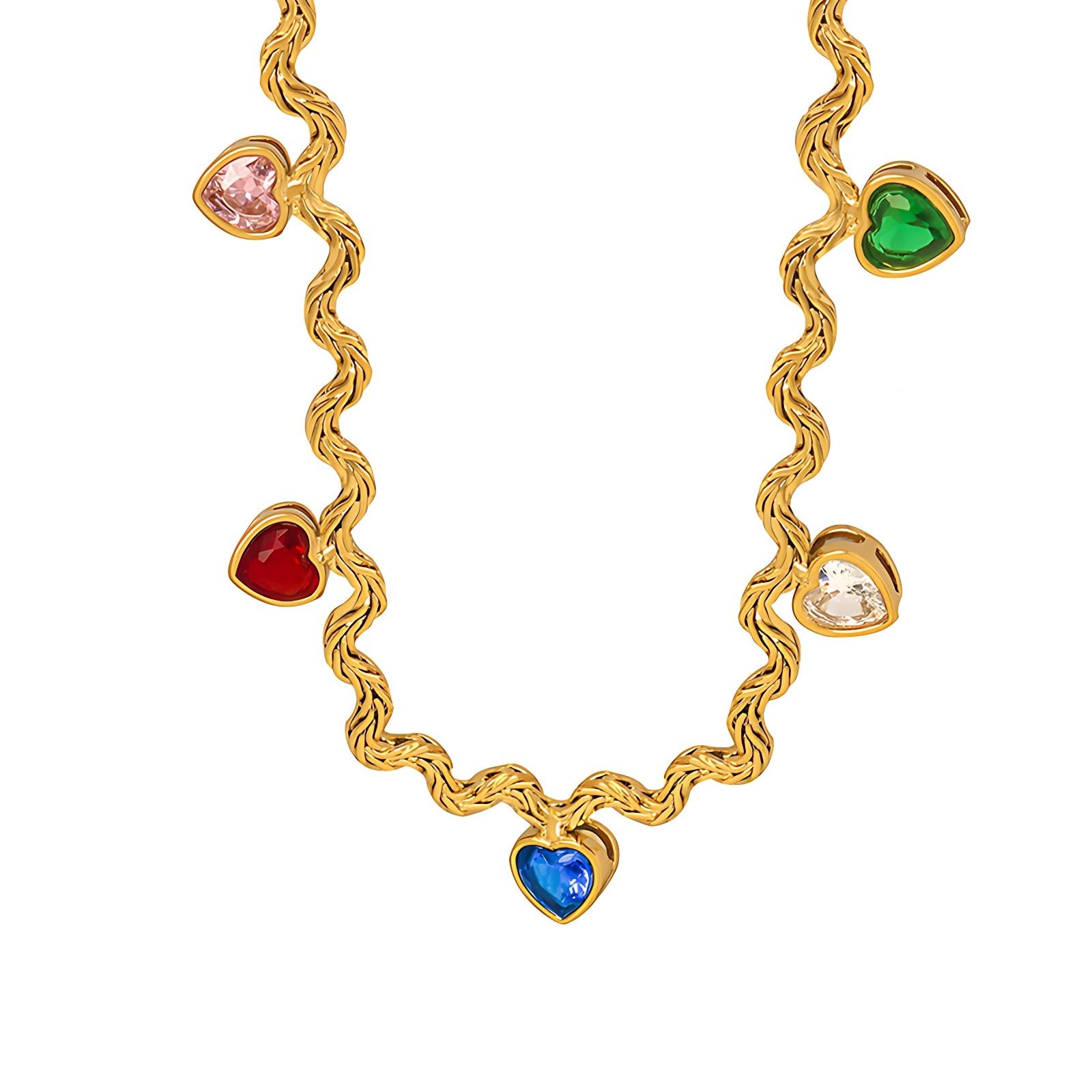 Womens Heart Shaped Gemstone Necklace for – Colorful Multi-Stone Pendant with…