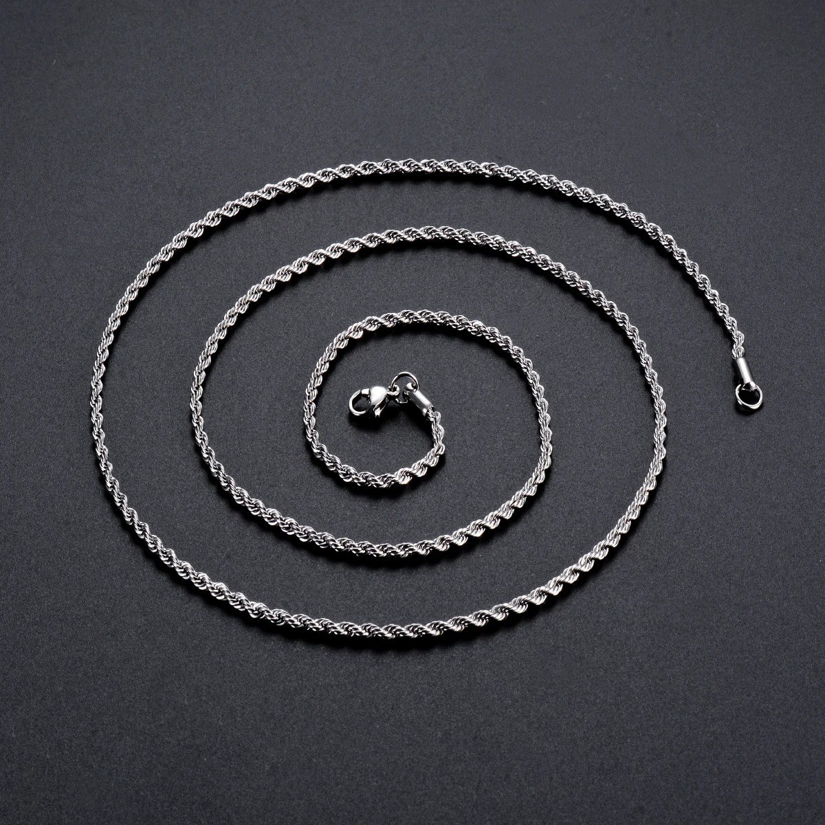 316L Stainless Steel Rope Chain Necklace 2-7mm Men Women Silver Link Chain 18-32