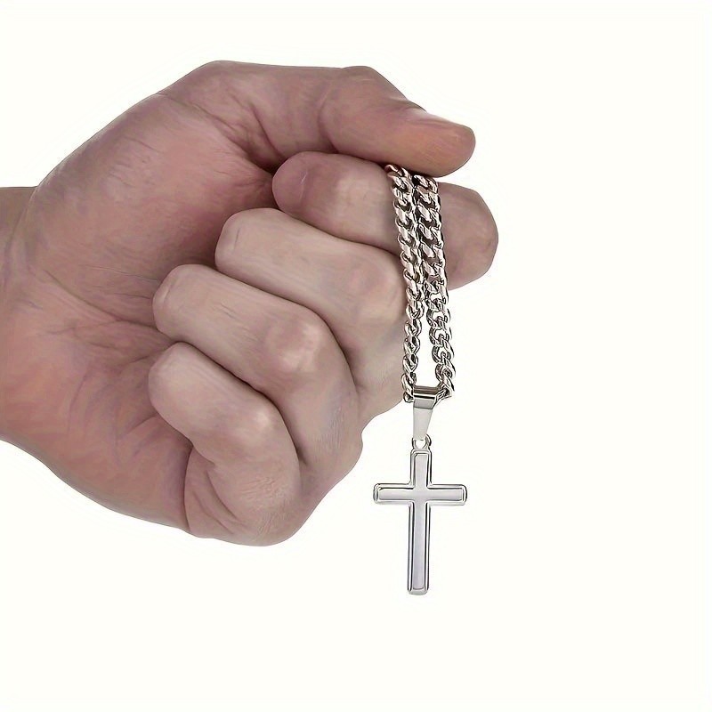 Fashion Men’s Cross Pendant Necklace Stainless Steel Hip Hop Necklace Gift US