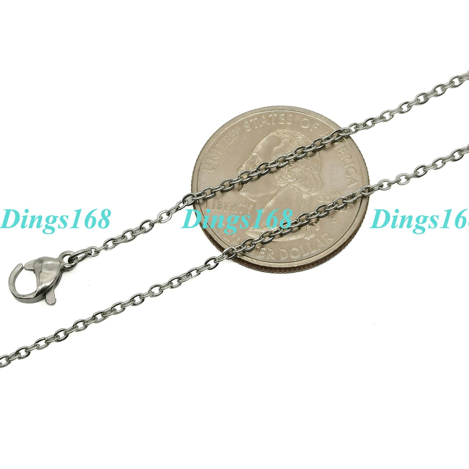 Genuine 18K White Gold Filled Tarnish-Free 1.5mm wide Cable Chain Necklace E076W