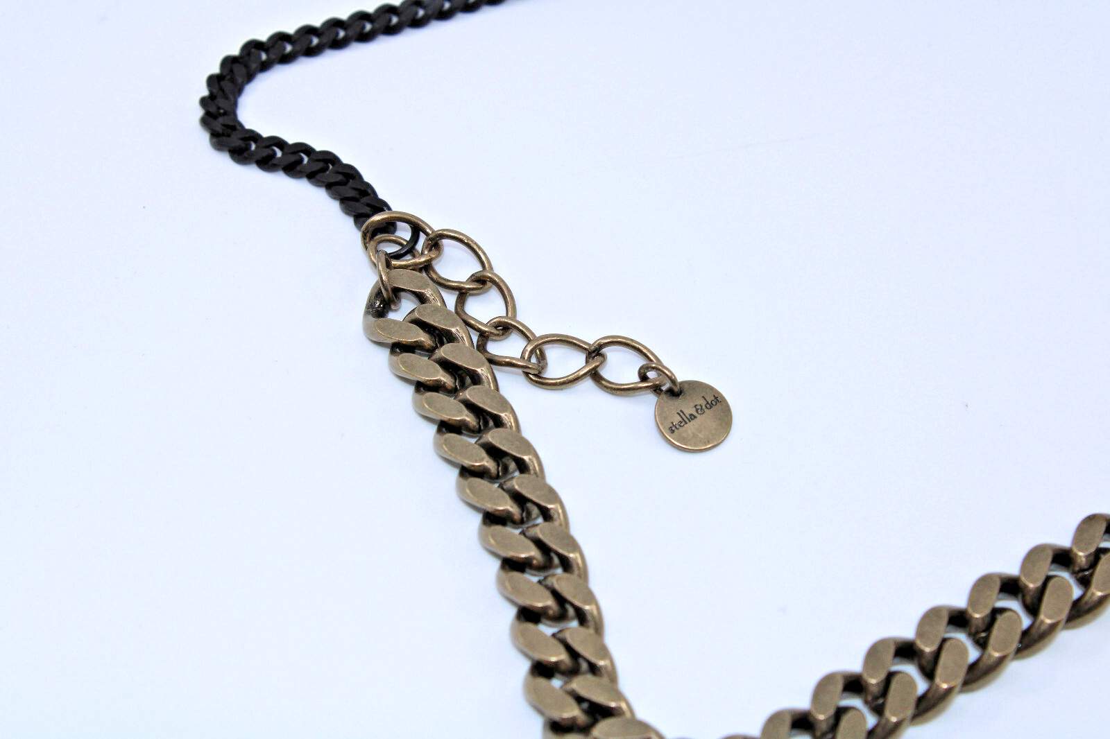 A5 Flawless STELLA & DOT Mixed Metal Multi Strand Chain Gold Black Necklace