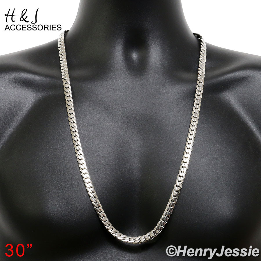 18-40″MEN 316L Stainless Steel 8mm Silver Miami Cuban Curb Link Chain Necklace