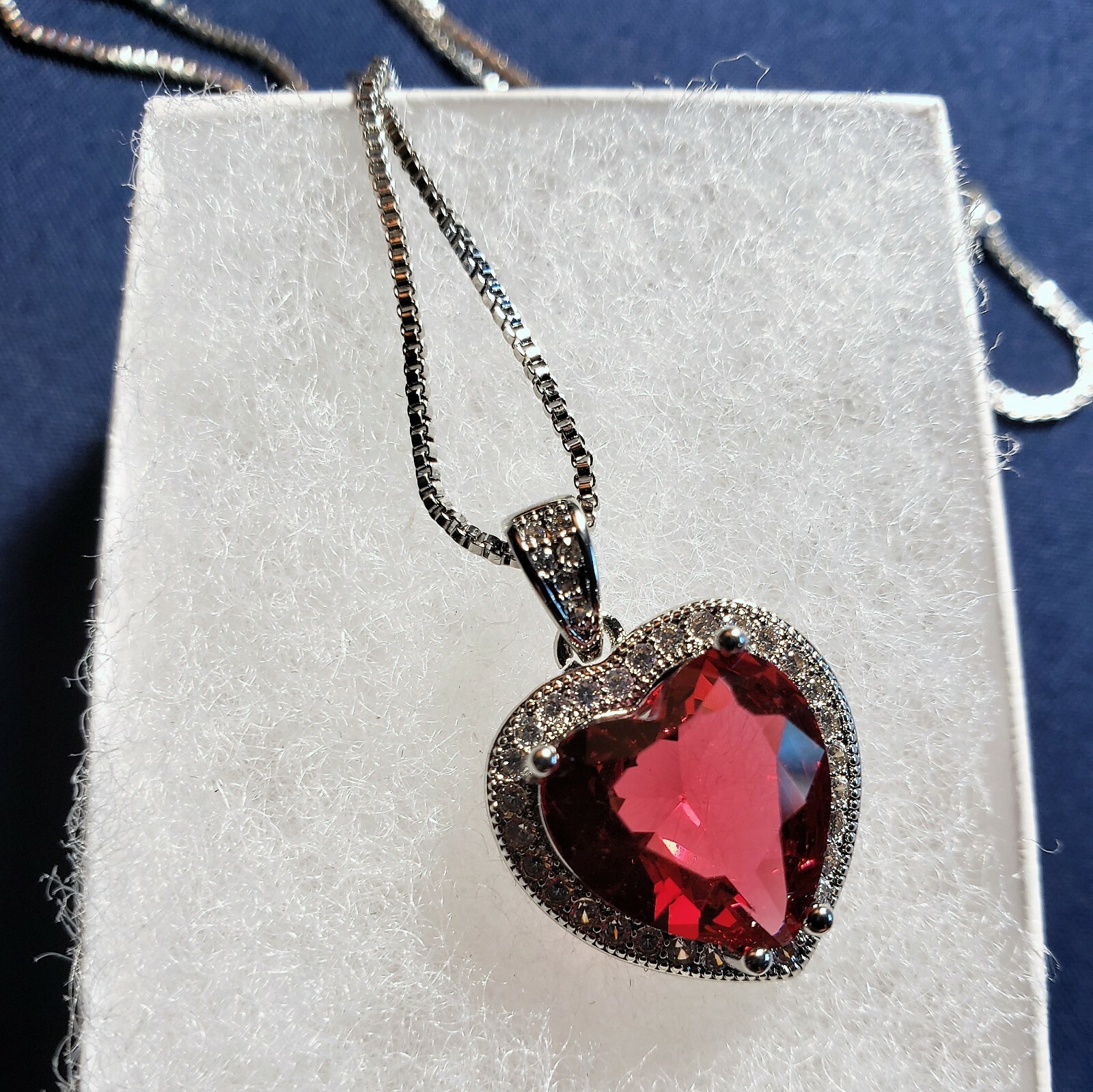 Mother’s Day Gift/Birthday Necklace Red Heart Shape Pendant surround Crystals