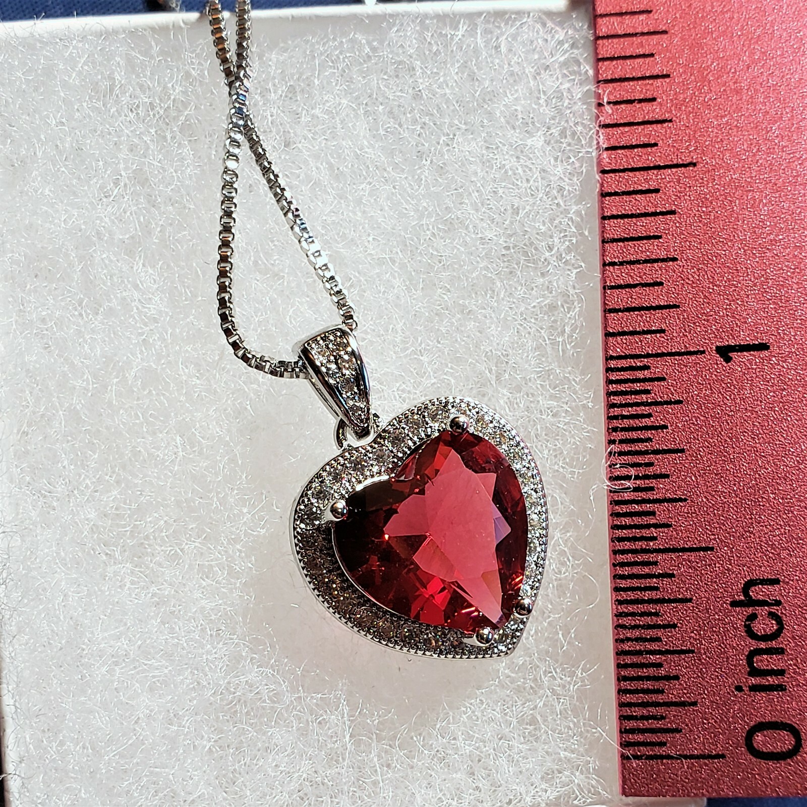 Mother’s Day Gift/Birthday Necklace Red Heart Shape Pendant surround Crystals