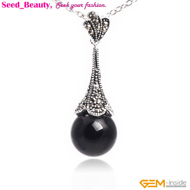 Tibetan Silver Plated Assorted Color Stone Marcasite Jewelry Necklace Pendant SD