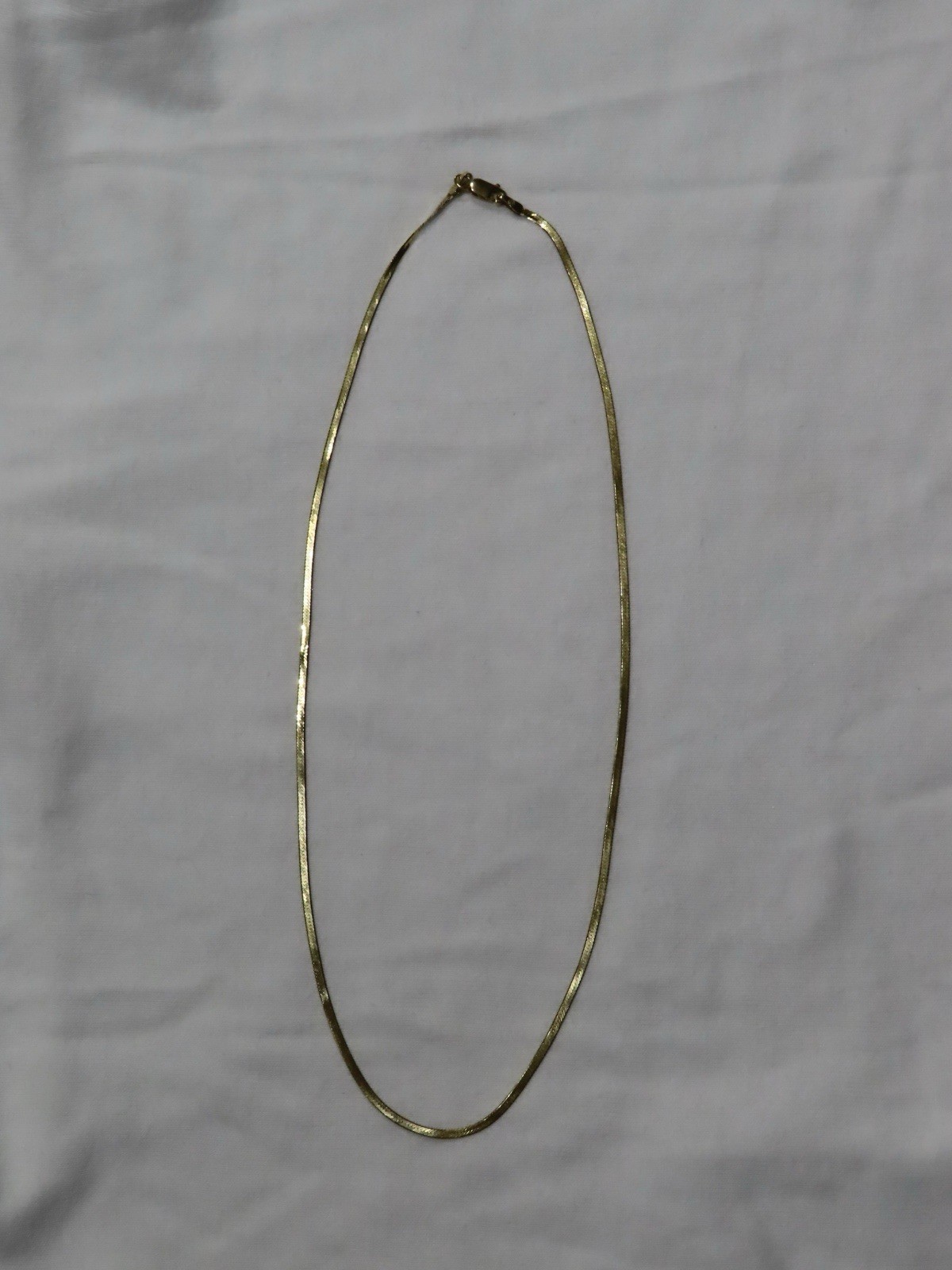 14K Gold Metal Flat Herringbone Chain Necklace, Stamped ITALY