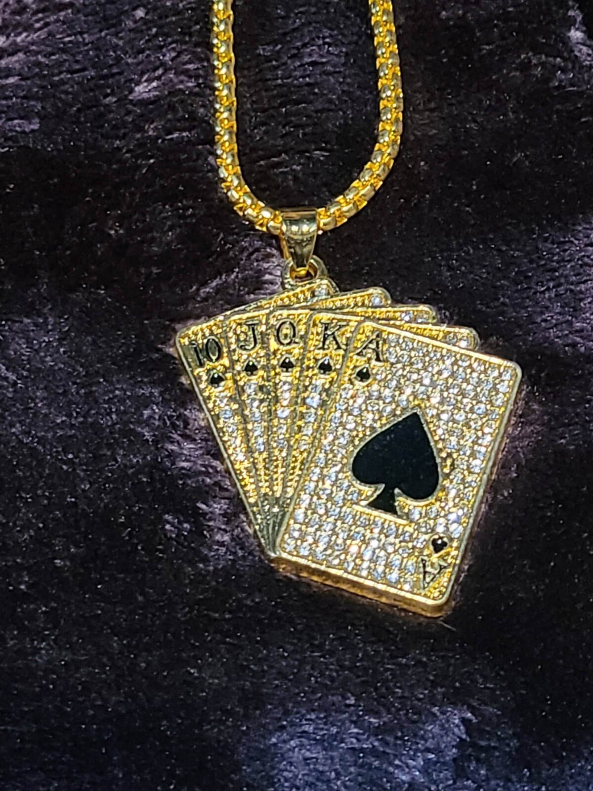 Fashion Jewelry Gold plated Poker Royal Flush Pendant Necklace
