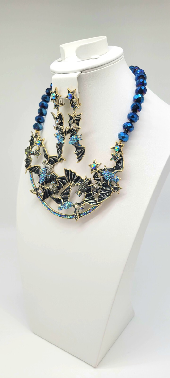 Heidi Daus Spooky Soiree Aurora Borealis Crystal and Enamel Bat Jewelry Set