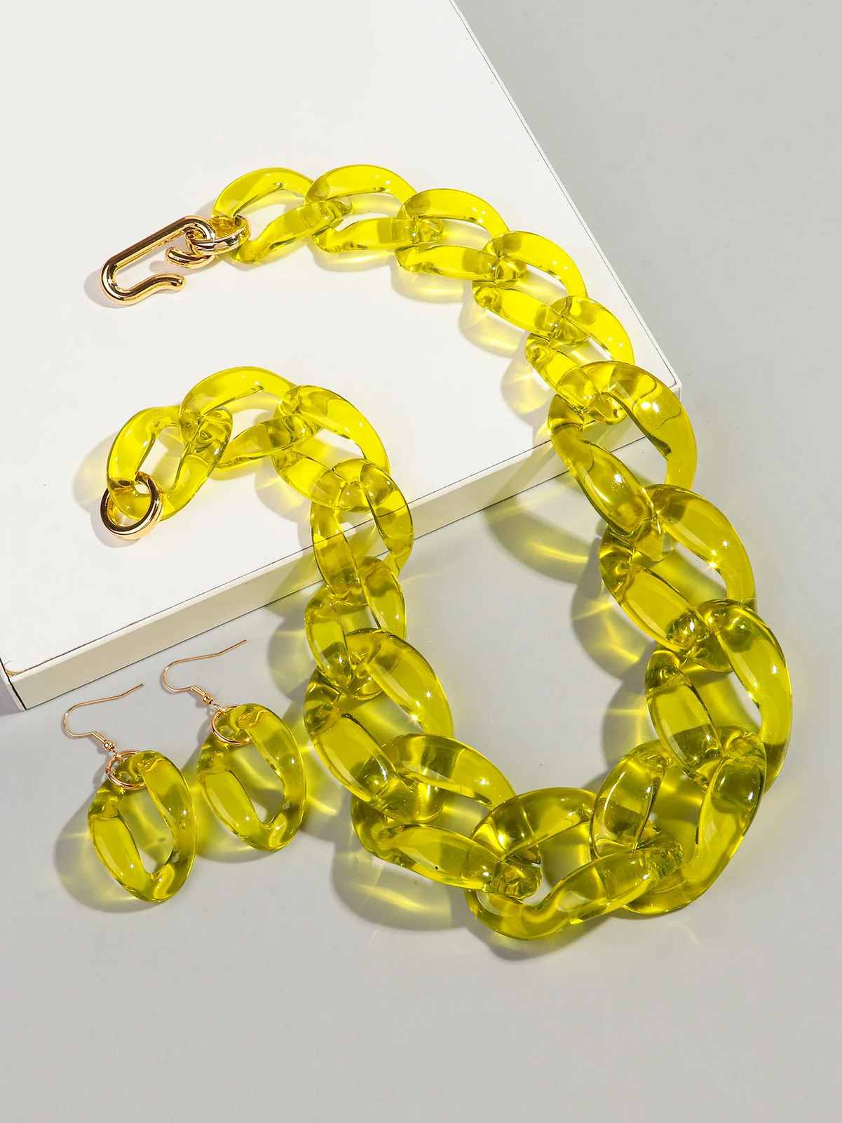 Acrylic Link Chain Necklace Chunky Statement 50cm Party Collar Women Jewelry
