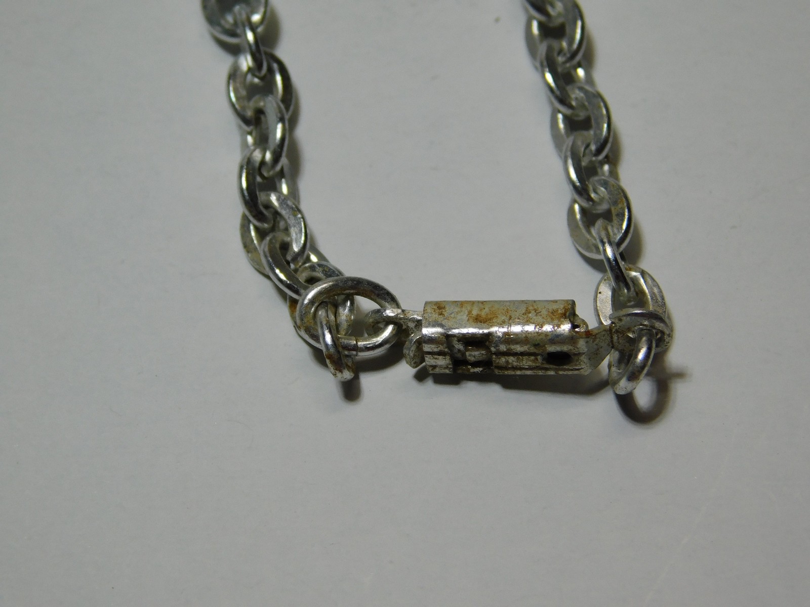 Vintage Silver Tone With Light Blue Stone 22″ Stamped “Germany” Pendant Necklace