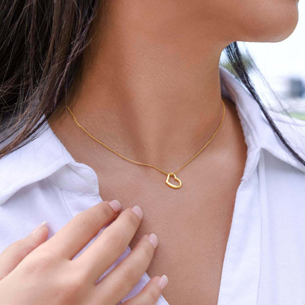 18K Yellow Gold Delicate Heart Necklace with LED Lighted Gift Box