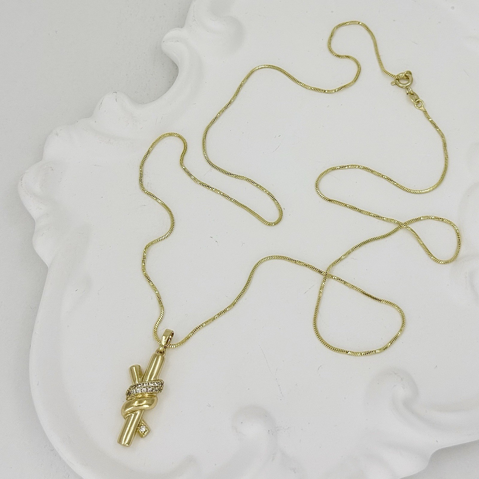 14K Gold Plated Knot Necklace with CZ Detail | Elegant Minimalist Jewelry